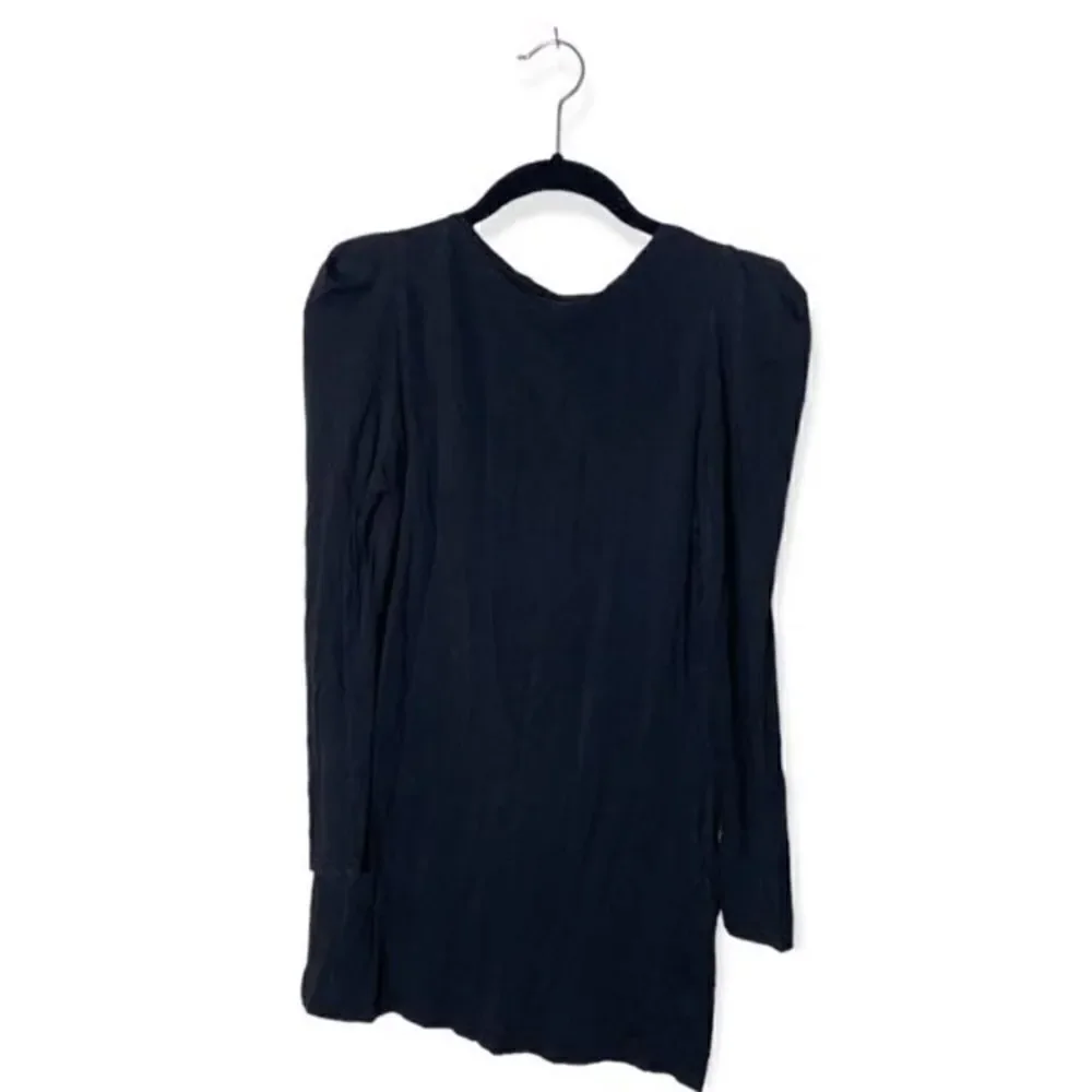 Piko 1988 Women’s Size M Black Vintage Cotton Blouse Shoulder Pad Long Sleeve To - Picture 2 of 4